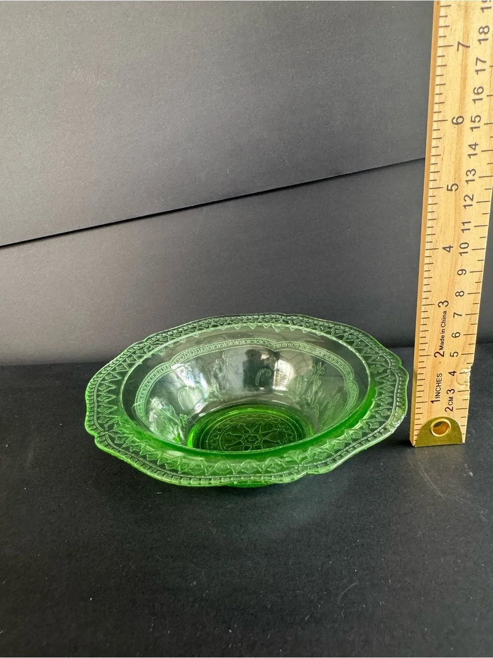 Vintage Green Glass Decorative Bowl - Home Dining